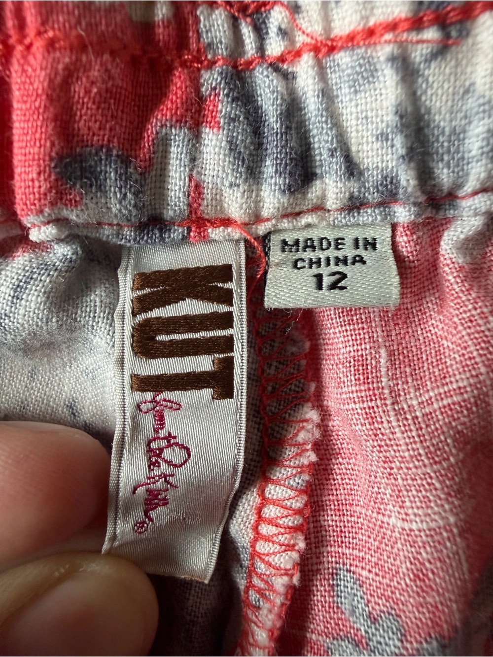 KUT from the Kloth 100% Linen Floral Print Shorts Coral Gray Pull-On Size 12 - Picture 4 of 6